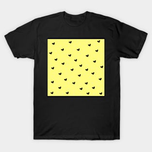 Cute Black Hearts on Yellow Background T-Shirt